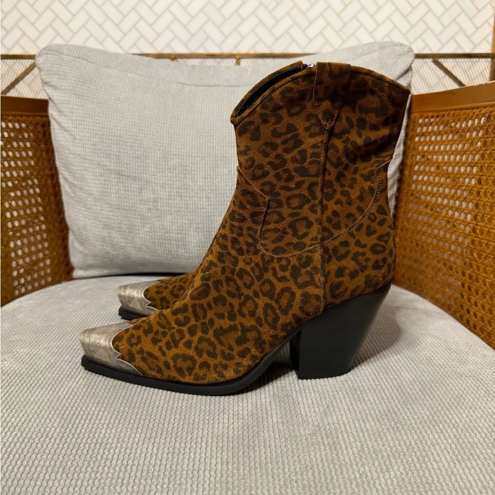 Free People Brayden Western Boot Leopard Suede